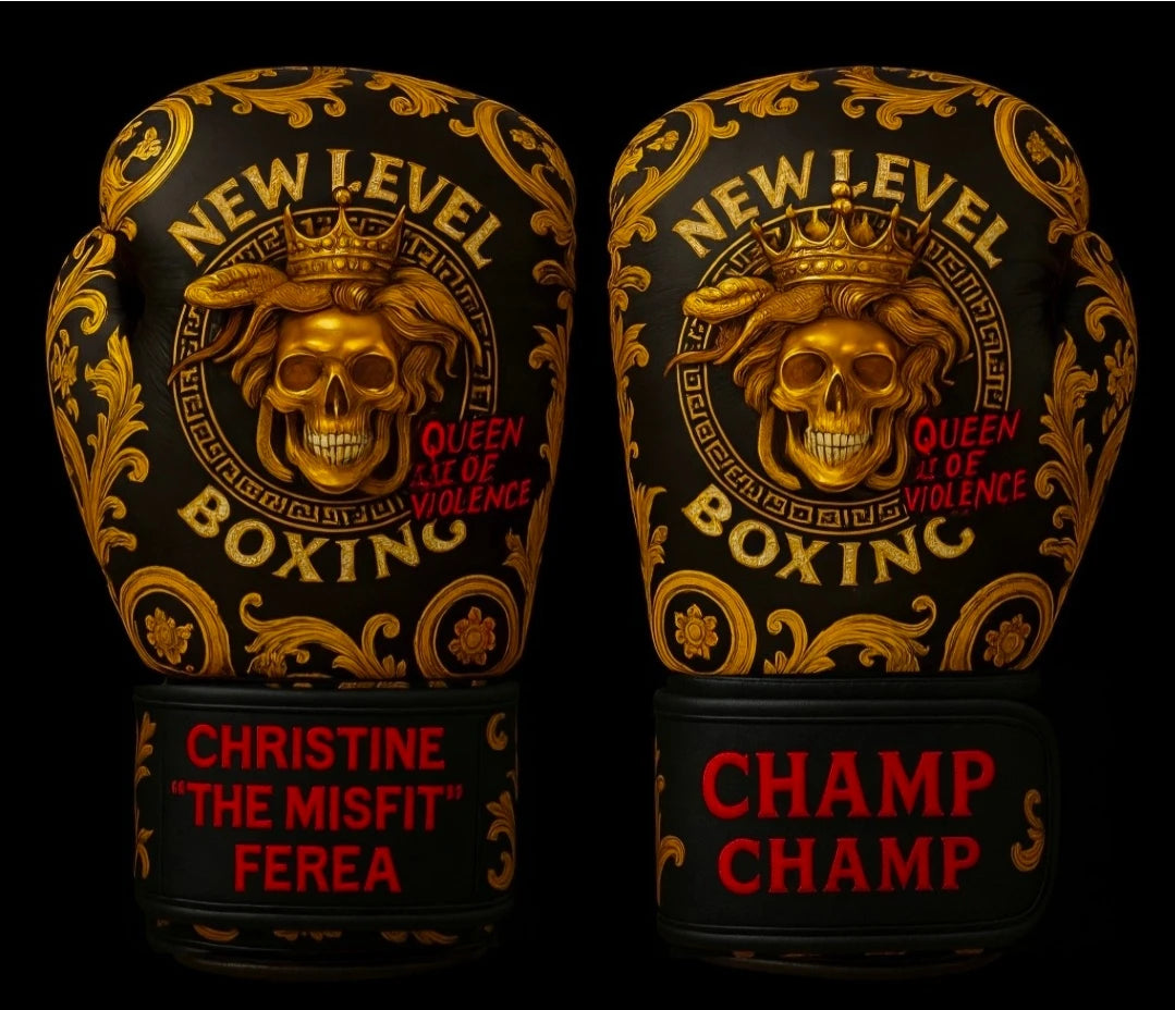 Christine The Misfit Ferea Limited Edition QUEEN OF VIOLENCE Buffalo Leather Boxing Gloves