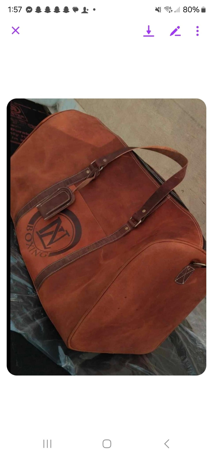 Buffalo Suede Leather Gear/Travel Bag