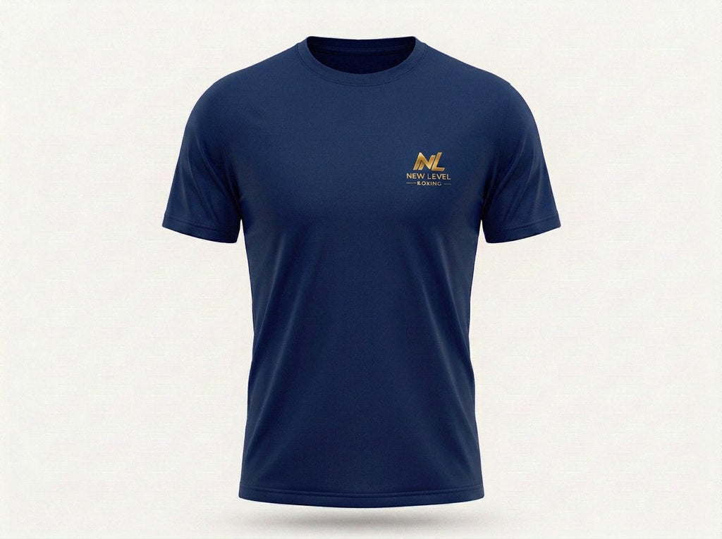 NLC core cotton tee in navy with gold NL emblem